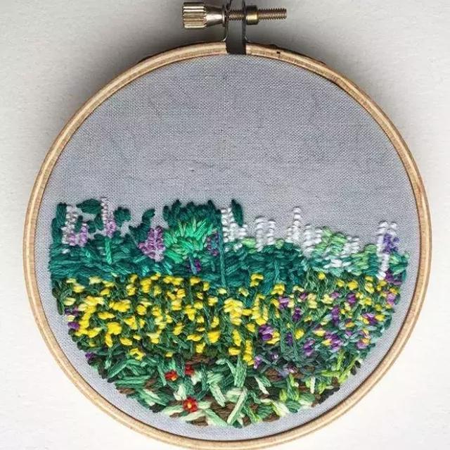 刺繡與水彩的結合，誕生出很有創意的作品